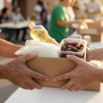 Community members organizing food donations in Denver to support local families and nonprofit organizations